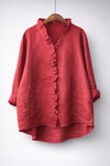 Luisa™ Elegant Ruffled Linen Blend Shirt