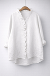 Luisa™ Elegant Ruffled Linen Blend Shirt