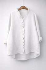 Luisa™ Elegant Ruffled Linen Blend Shirt