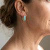 Turquoise Pavé Gold Huggie Earrings