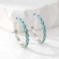 Vintage Oval Stone Hoop Earrings