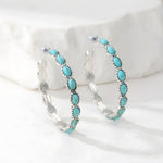 Vintage Oval Stone Hoop Earrings