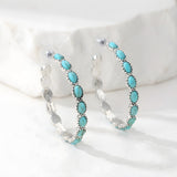 Vintage Oval Stone Hoop Earrings