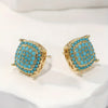 Turquoise Pavé Square Stud Earrings