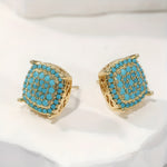 Turquoise Pavé Square Stud Earrings