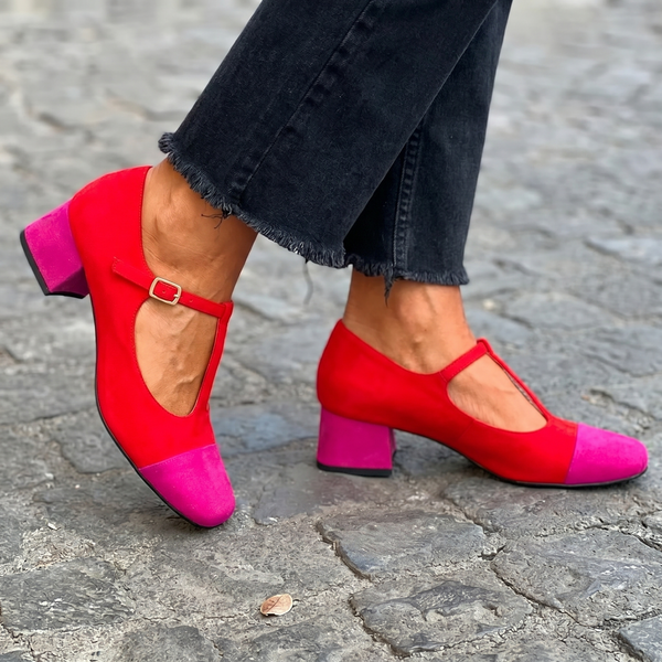 Hattie™ Two-Tone T-Strap Heel Loafer