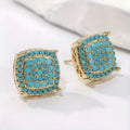 Turquoise Pavé Square Stud Earrings