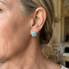 Turquoise Pavé Square Stud Earrings