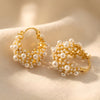 Vintage Pearl Cluster Hoop Earrings
