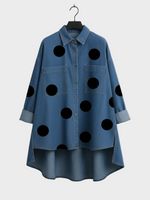 Pollie™ Artistic Polka Dot Denim Top